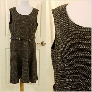 Jones New York Black and White Belted Dress ## D1